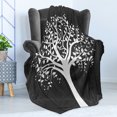 thumbnail image 4 of Rustic Soft Flannel Fleece Throw Blanket, Tree with Many Leaves Pattern Wooden Background Botanical Theme Illustration Print, Cozy Plush for Indoor and Outdoor Use, 70" x 90", White, by Ambesonne, 4 of 5