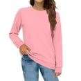 thumbnail image 2 of Pull Over Sweaters Womens Cozy Fleece Oversized Drawstring Sweatshirts Crew Neck Long Sleeve Loose Fit Fall Trendy Sweater with Pockets Pink L, 2 of 6