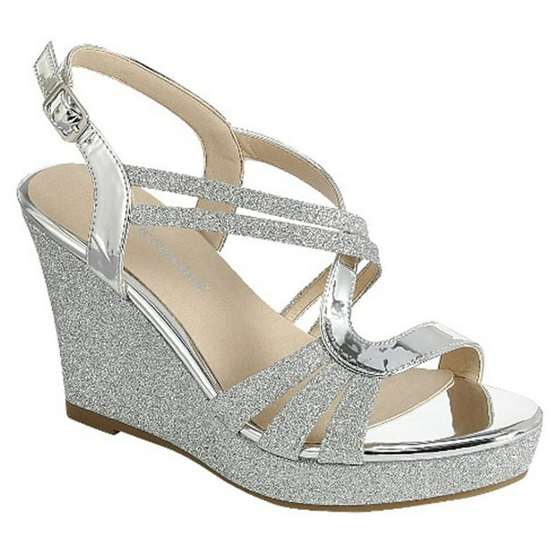 glitter wedge shoes