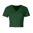 thumbnail image 4 of Womens T Shirts Fitted New Womens Basic V Neck Short Sleeve T Shirts Slim Fitted Crop Tee 2025 Summer Cute Gym Fashion Clothes New Greeny XXL, 4 of 4