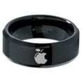 thumbnail image 2 of Tungsten Sweet Apple Bitten Band Ring 8mm Men Women Comfort Fit Black Beveled Edge Polished, 2 of 4