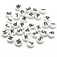 thumbnail image 2 of U8MO 250 Black in white Acrylic Alphabet Letter Coin Beads 4X7mm Pick Your Letter-P, 2 of 9