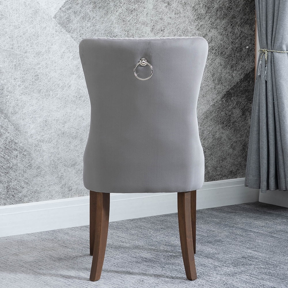 Kepooman 2Pcs Upholstered Tufted Armless Dining Chairs with High Back, Grey
