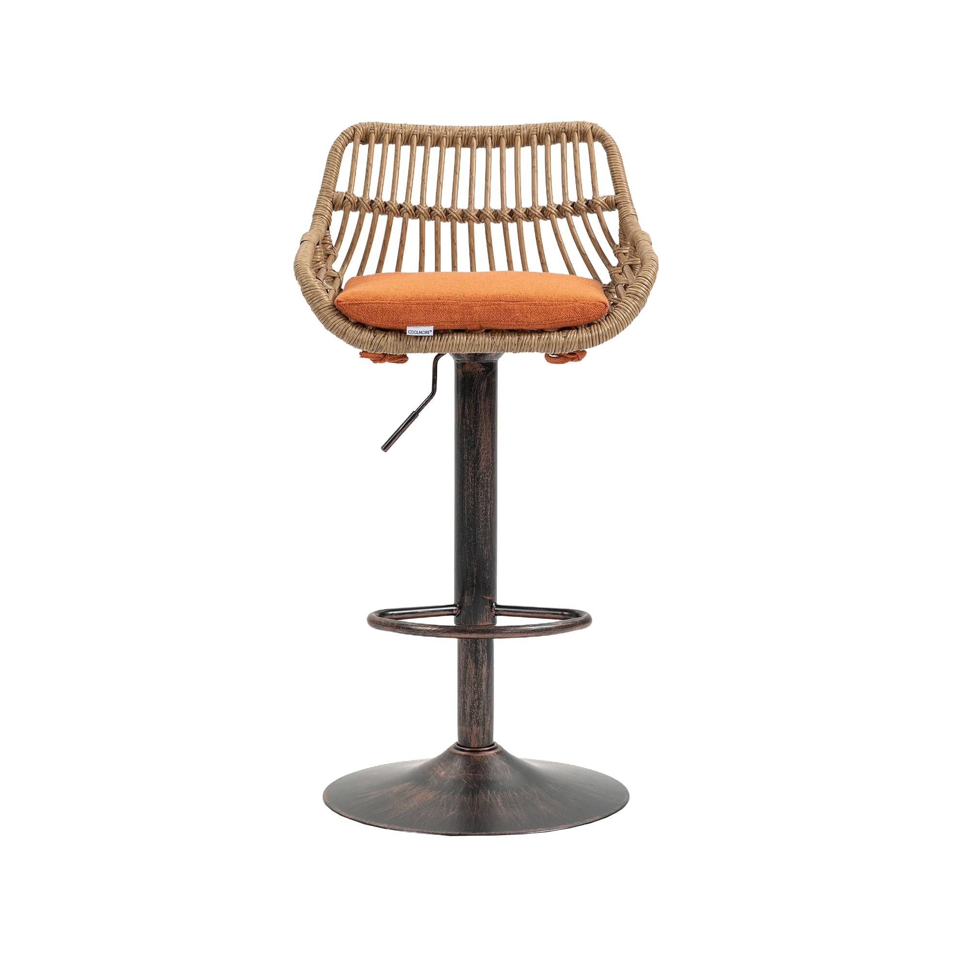 MAYEERTY Modern Swivel Bar Stools Set of 2 Adjustable Counter Height Chairs with Footrest for Kitchen, Dining Room (Orange)