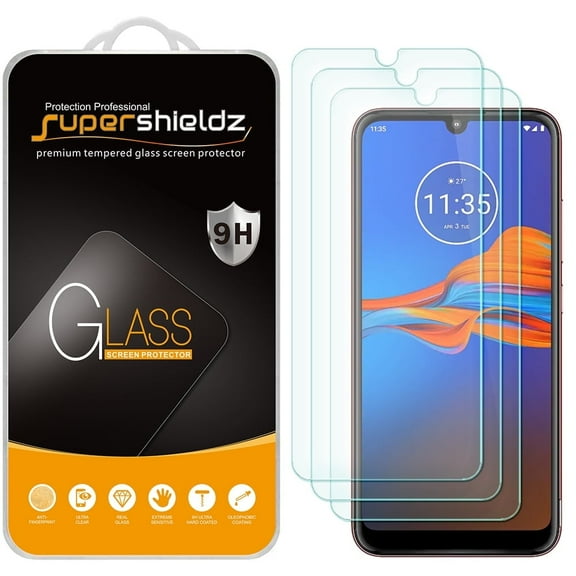 [3-Pack] Supershieldz for Motorola Moto E6 Plus Tempered Glass Screen Protector, Anti-Scratch, Anti-Fingerprint, Bubble Free