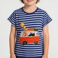 thumbnail image 2 of REDARER Boys Striped Bus Embroidered Short Sleeve Crewneck T Shirt Casual Comfortable Blend Top for Kids,6-7 Years, 2 of 6
