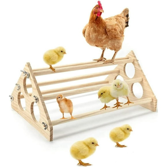 SURJDE Chicken Perch Wooden Chicken Roosting Bar- Strong Handmade Chicken Gym for Brooder, 15.5 x 10.6 x 7 inch