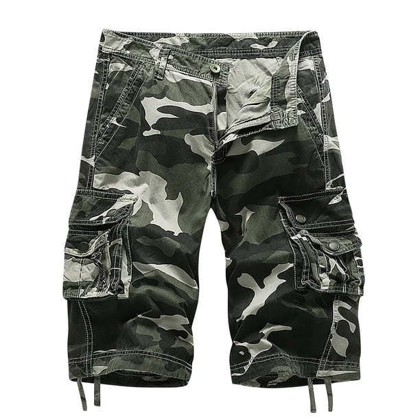 Mens Casual Shorts Multi Bolsillo Moda Ropa de Trabajo, Pantalones Cortos de Poliéster para el Uso Diario de Verano