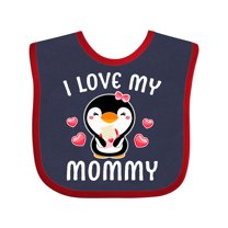 Inktastic I Love My Mommy with Cute Penguin and Hearts Girls Baby Bib