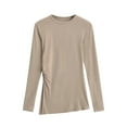 thumbnail image 2 of Ahabrexf Womens Casual Tops, Ladies' Colored Side Slit Long Sleeve Round Neck Undershirt, 2 of 9