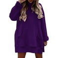 thumbnail image 6 of ManxiVoo Oversized Split Hem Sweatshirt for Women Long Sleeve Crewneck Drop Shoulder Loungewear Streetwear Casual Top for Autumn and Winter S Size Dark Purple, 6 of 6