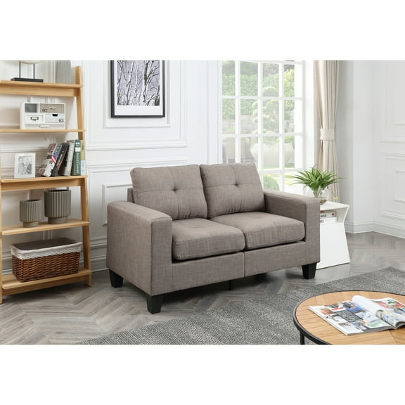 Glory Furniture Newbury Twill Fabric Modular Loveseat in Gray