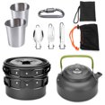 thumbnail image 1 of Wosthever Paquete de 11 utensilios de cocina para acampar, vajilla portátil, cuchara, para 2-3 personas, equipo de olla reutilizable con Kits de desorden para acampar Negro, 1 of 6