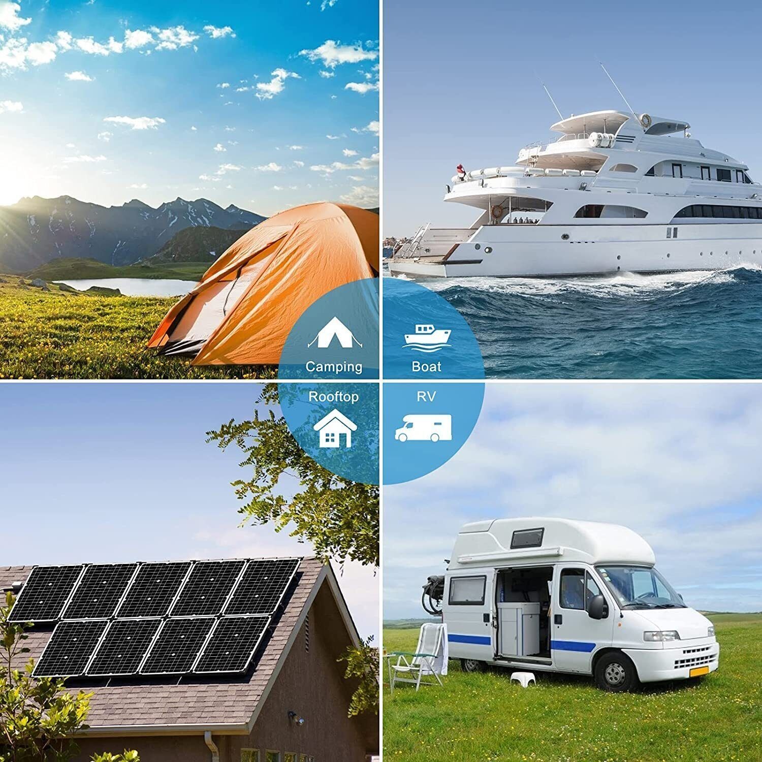 RVPOZWER 100 Watt Solar Panel, Flexible, Monocrystalline, Waterproof, Portable Solar Panel Charger for Camping, RV, Motorhomes, Home Backup, Generator, Power Station, PV Charging