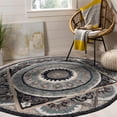 thumbnail image 3 of Ox Bay Daisey 3' Round Gray/Blue Geometric Medallion Wool Indoor Area Rug, 3 of 3