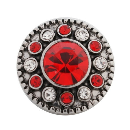 Rhinestone Silver Charm - 1 PC - 12MM Red Rhinestone Silver Charm for Snap Jewelry KS5071-s CC3107