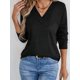 thumbnail image 5 of Blusas de Punto Gofre para Mujer, Blusas Casuales de Larga con Farol, Cuello en V, Camisetas Oversize. Negro L, 5 of 8