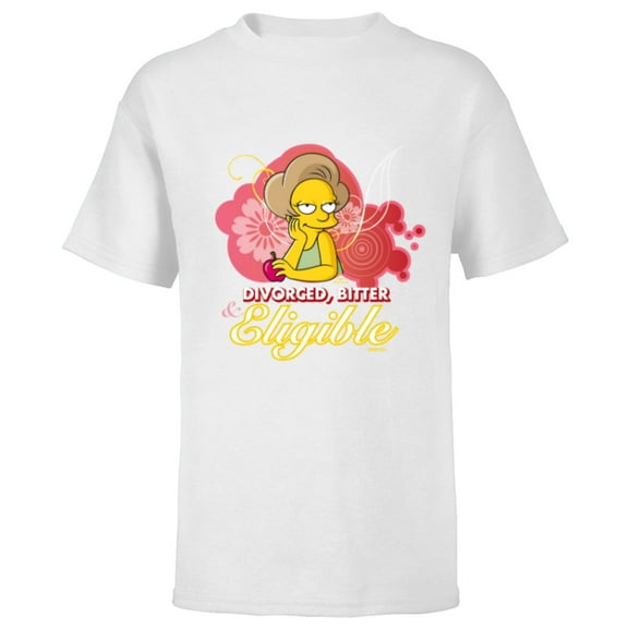The Simpsons Edna Krabappel Divorced Bitter Eligible Retro - Short Sleeve T-Shirt for Kids - Customized-White