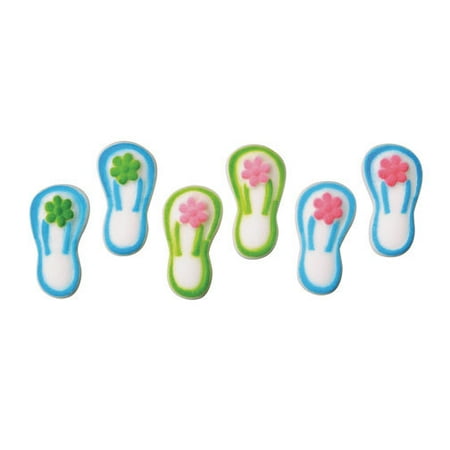 Flip Flop Decorations Flip Flop Sugar Decorations Toppers Cupcake Cake Cookies Birthday Favors Party 12 Count ()