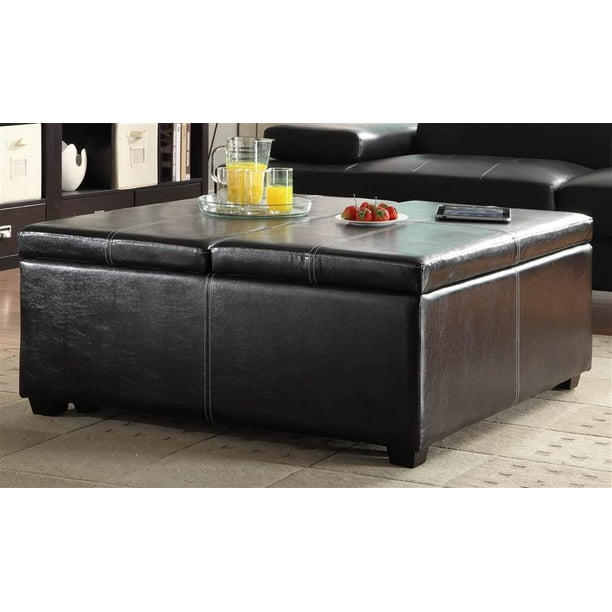 Synergy Lift Top Storage Cocktail Ottoman With Casters Dark Brown Color Com Synergy Lift Top Storage Cocktail, Coffee Table Lift Top Storage Ottoman
