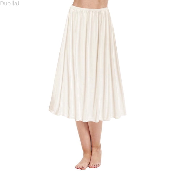 DuoJiaJ Women's Solid Color Skirt Base Skirt No Penetration Skirt (70CM) Skirts For Women Beige One Size