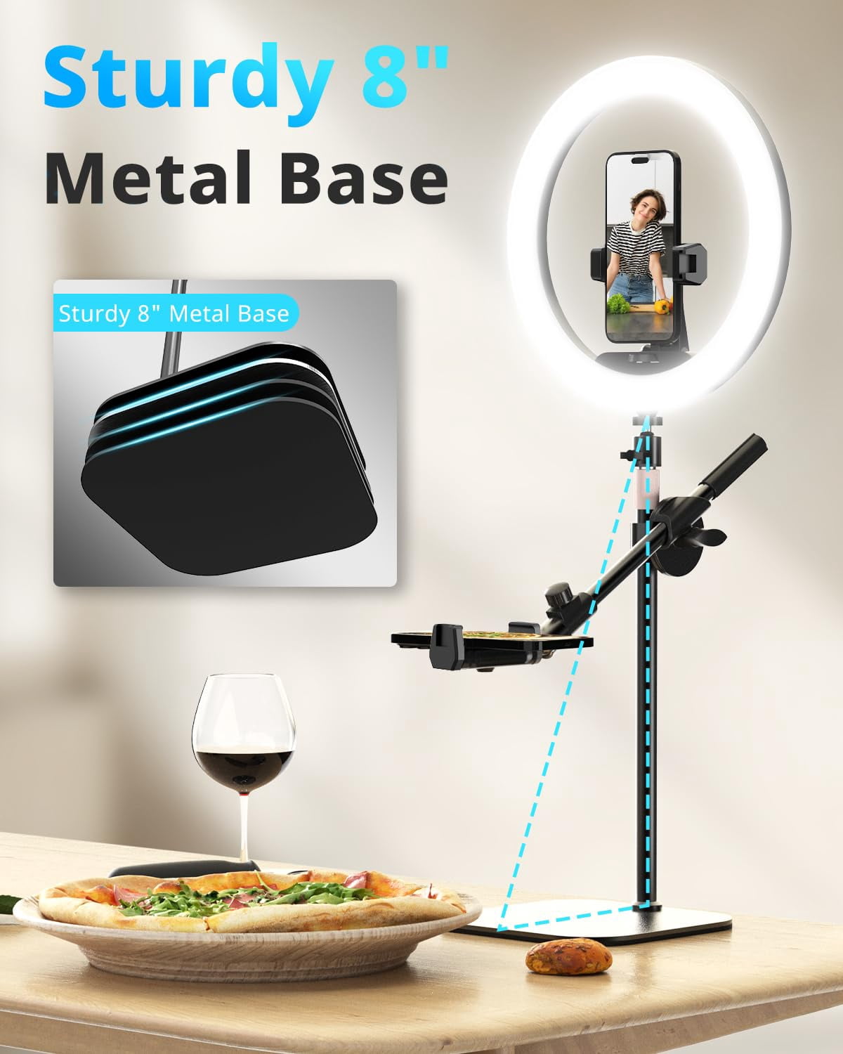 12" Desk Ring Light With Stand And Phone Holder  Overhead Mount For Video Recording Zoom Meeting Live Streaming Compatible Android Cameras