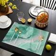 thumbnail image 3 of Green Marble Placemats Set of 6, Summer Ocean Wave Green Ombre Placemats for Dining Table, Place Mats for Kitchen Tabletop, Waterproof Wipeable Dining Table Mats Set, 3 of 9
