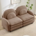 thumbnail image 4 of HUTWIFE 68.5" 2- Seater Teddy Velvet Sofa Camel Modular Couch with Curved Back & Lumbar Pillows, 4 of 9