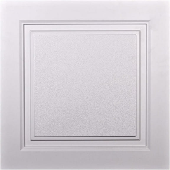 Westport 2 ft. x 2 ft. Drop-in or Glue-Up Vinyl Ceiling Tile in White - Box of 10
