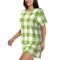 thumbnail image 2 of Lsque White Green Plaid Women's Short-Sleeved Pajama Set - 2 Piece Soft and Lightweight Sleepwear Set-4X-Large, 2 of 9