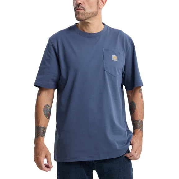 Kecols Men's Loose Fit Thick Work T-Shirts Soft Short Sleeve Pocket Tee(Tall & Regular)(Bluestone,L)