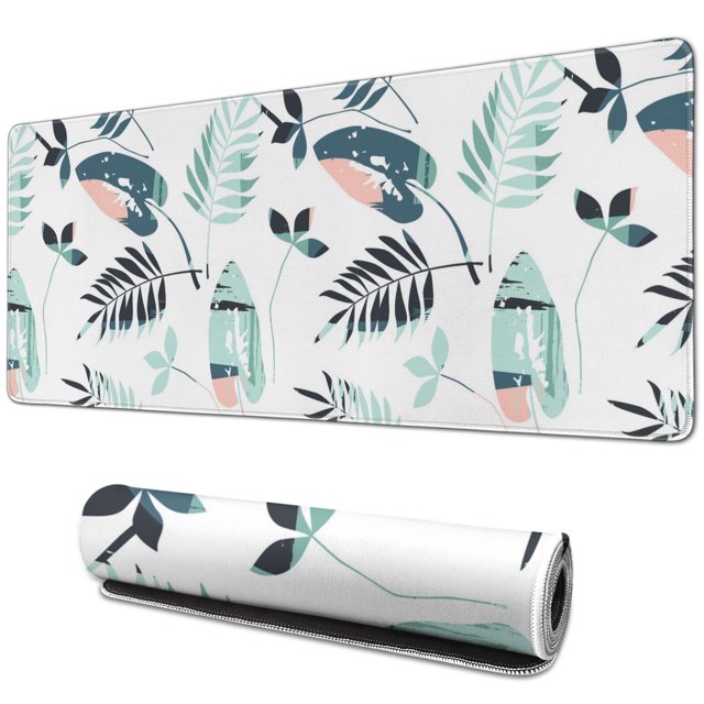 Long-Lasting Non-Slip Large Desk Mat | Waterproof Abstract Art Design | Boho Leaves Pattern | Perfect Addition for Office Laptop | 31.5 X 11.8 Inch