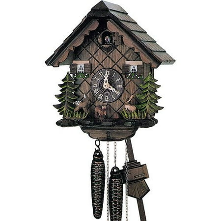 Cuckoo Clock 1 Day Chalet - Schneider 10 Inch Deer and Bunnies Black Forest Cuckoo Clock