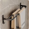 thumbnail image 5 of Maximize Your Bathroom Space with our Stylish 1pc Punch Free Folding Towel Rack - Wall-Mounted Shower Hanger with Hook and Bathroom Shelf in Black/Gray, 5 of 5