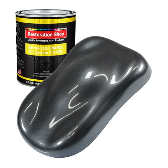Restoration Shop Gunmetal Grey Metallic Acrylic Enamel Auto Paint - Gallon Paint Color Only - Single Stage High Gloss