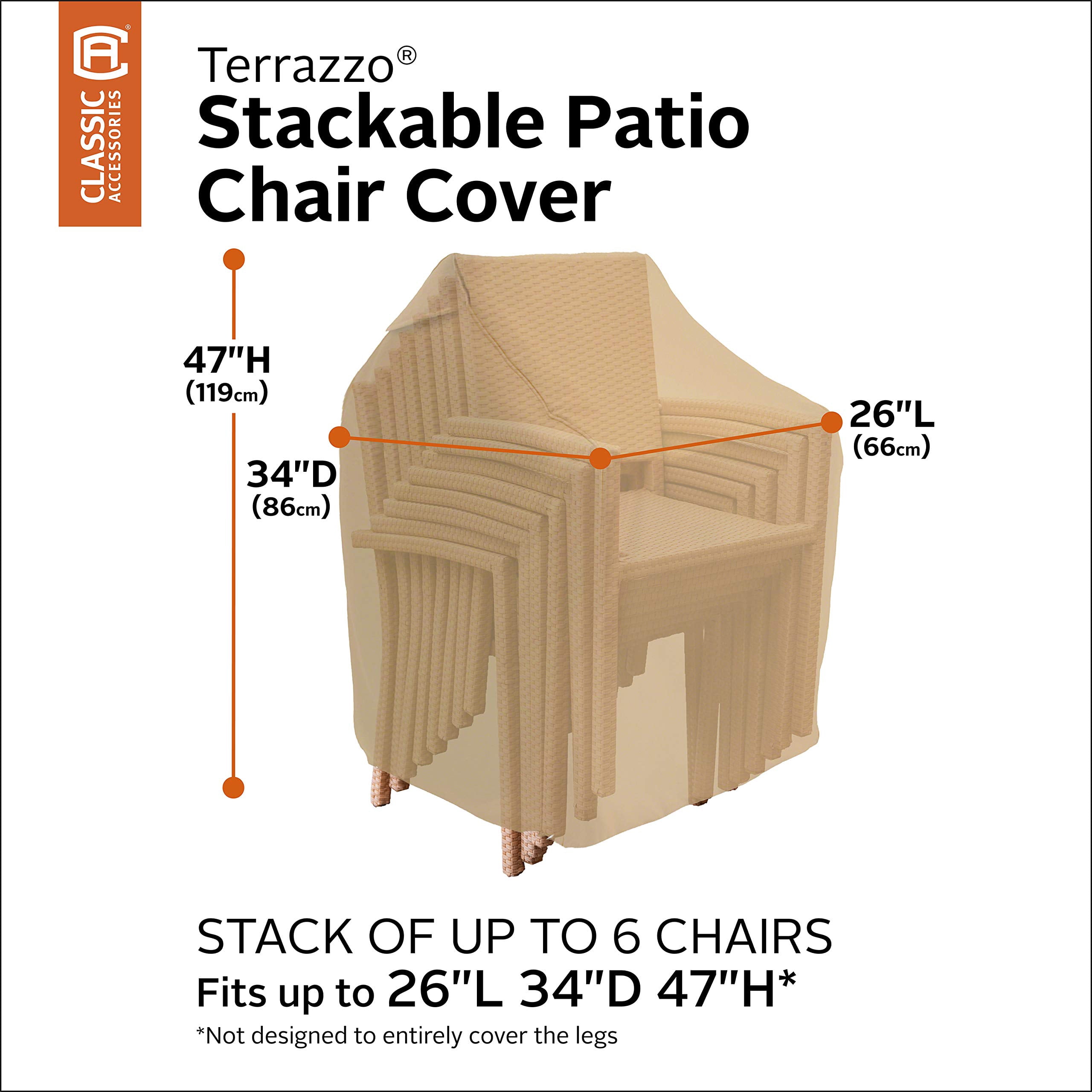 Classic Accessories Terrazzo Water-Resistant AIF4&nbsp;45.5 Inch Patio Cushion and Cover Storage Bag