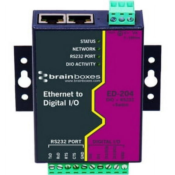 ETHERNET 4 DIO RS232 SWITCH 4 DIG IN OR OUT 1 RS232 2 ETHERNET