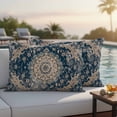 thumbnail image 2 of Outdoor Pillow Cover Vintage Blue Gold Figure Set of 2 Waterproof Throw Pillowcases Medieval Ethnic Style Turkish Texture Decorative Patio Furniture Pillows for Couch Garden Indoor & Outdoor Use, 2 of 9