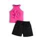 thumbnail image 1 of Odeerbi 9M-5Y Niñas Conjuntos de Verano Algodón Halter Tops Pantalones Cortos Conjunto de Dos Piezas Flor Sin Mangas Lazo, 1 of 9