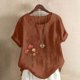 thumbnail image 5 of Camisetas de Manga Corta para las Mujeres Impreso Botón de Manga Corta Camiseta Blusa Poliéster, Ropa Casual Mirar Superior para las Mujeres, 5 of 8
