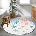 thumbnail image 4 of Rectangle Rug 4ft Area Rug, Summer Ocean Colorful Coral Area Rugs for Living Room Bedroom, Abstract Starfish Bubble Floor Mat Non-Slip Non-Shedding Carpet Indoor Accent Rugs, 4 of 9