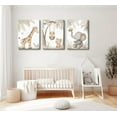 thumbnail image 3 of Woodland Animal Nursery Canvas Wall Art Neutral Safari Animal Jungle Paintings Pictures Wall Decor Giraff Monkey Elephants Watercolor Poster Printing Artwork for kids room Home Decoration, 3 of 6