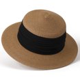 thumbnail image 4 of Cutuoiiu Hat for Women Flat Top Straw Sun Hat Pleated Fabric Band Wide Brim Adjustable Summer Vacation Hat for Beach Travel Outdoor, 4 of 6