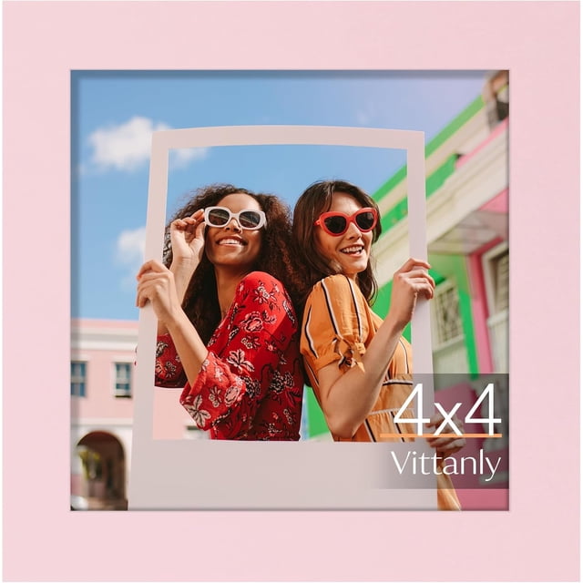 Vittanly 4x4 Picture Frame, Premium Material with Shatter Resistant Plexiglass, Photo Frame for Wall or Table Top Display, Pale Pink, 1 Pack