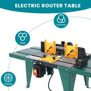 Electric Router Table Adjustable, Woodworking Router Table for Precision Cutting, 34’’ Compact Craftsman Table w/Heavy-Duty Construction