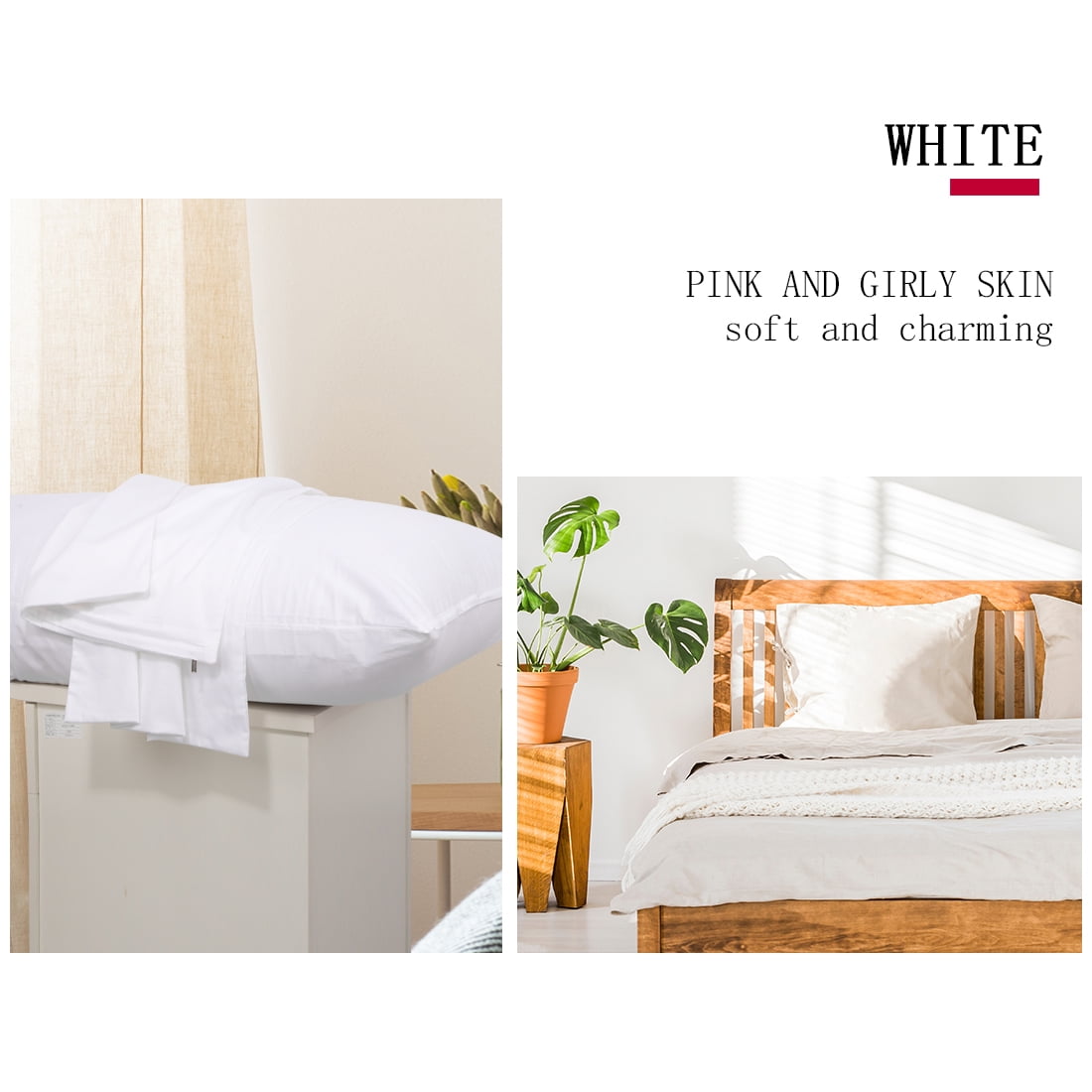 Unique Bargains 3 Pack 100% Cotton Body Pillow Cases Covers with Zipper White 20" x 48"