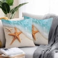 thumbnail image 2 of Waterproof Throw Pillow Covers Set of 2, 18x18 Inch Coastal Starfish Decorative Pillowcases Outdoor Pillow Slip Cushion Covers Set for Couch Tent Simple Summer Nautical Ocean Beach, 2 of 7