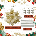 thumbnail image 4 of 24 Pieces 5.5 Inch Christmas Poinsettia Flower Christmas Glitter Artificial Flower with Clips and Sticks Xmas Tree Ornament for Home Wreath Garland Party Decor, 4 of 7