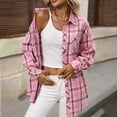 thumbnail image 4 of Gytharion Women's Cotton Cardigan Jackets Fashionable Casual Plaid Printed Button Down Lapel Shirt Outerwear Fall Loose Comfy Long Sleeve Coat with Pocket, 4 of 8