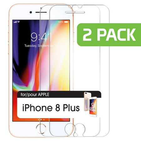 2 Pack Tempered Glass Screen Protector for Apple iPhone 8 Plus, 7 Plus, 6S Plus, 6 Plus